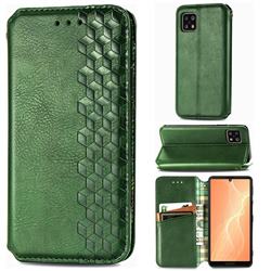 Ultra Slim Fashion Business Card Magnetic Automatic Suction Leather Flip Cover for Sharp AQUOS sense4 SH-41A - Green