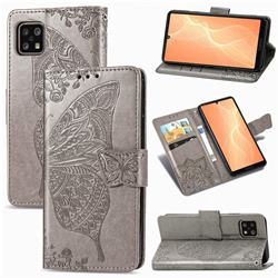 Embossing Mandala Flower Butterfly Leather Wallet Case for Sharp AQUOS sense4 SH-41A - Gray