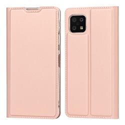Ultra Slim Card Magnetic Automatic Suction Leather Wallet Case for Sharp AQUOS sense6 SH-54B SHG05 SH-M19 - Rose Gold