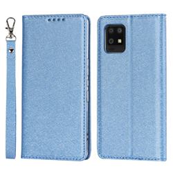 Ultra Slim Magnetic Automatic Suction Silk Lanyard Leather Flip Cover for Sharp AQUOS Air / Zero6 SHG04 - Sky Blue