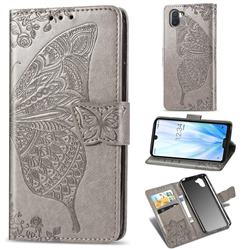 Embossing Mandala Flower Butterfly Leather Wallet Case for Sharp AQUOS R3 SHV44 - Gray