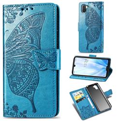 Embossing Mandala Flower Butterfly Leather Wallet Case for Sharp AQUOS R3 SHV44 - Blue
