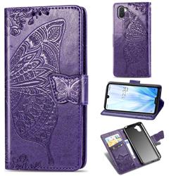 Embossing Mandala Flower Butterfly Leather Wallet Case for Sharp AQUOS R3 SHV44 - Dark Purple
