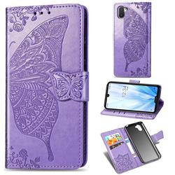 Embossing Mandala Flower Butterfly Leather Wallet Case for Sharp AQUOS R3 SHV44 - Light Purple
