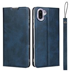 Calf Pattern Magnetic Automatic Suction Leather Wallet Case for Sharp AQUOS R3 SHV44 - Blue