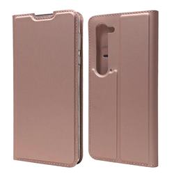 Ultra Slim Card Magnetic Automatic Suction Leather Wallet Case for Sharp AQUOS R5G - Rose Gold