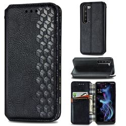Ultra Slim Fashion Business Card Magnetic Automatic Suction Leather Flip Cover for Sharp AQUOS R5G - Black