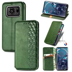 Ultra Slim Fashion Business Card Magnetic Automatic Suction Leather Flip Cover for Sharp AQUOS R6 SH-51B - Green