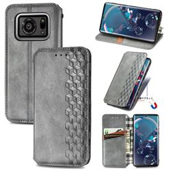 Ultra Slim Fashion Business Card Magnetic Automatic Suction Leather Flip Cover for Sharp AQUOS R6 SH-51B - Grey