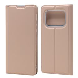 Ultra Slim Card Magnetic Automatic Suction Leather Wallet Case for Sharp AQUOS R6 SH-51B - Rose Gold
