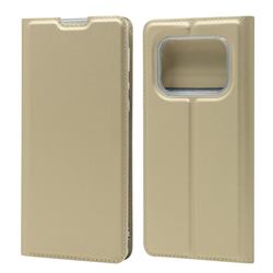 Ultra Slim Card Magnetic Automatic Suction Leather Wallet Case for Sharp AQUOS R6 SH-51B - Champagne