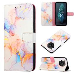 Galaxy Dream Marble Leather Wallet Protective Case for Sharp AQUOS R7 SH-52C