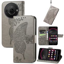 Embossing Mandala Flower Butterfly Leather Wallet Case for Sharp AQUOS R8 Pro SH-51D - Gray