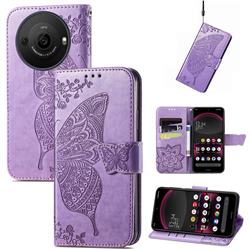 Embossing Mandala Flower Butterfly Leather Wallet Case for Sharp AQUOS R8 Pro SH-51D - Light Purple