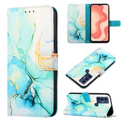 Green Illusion Marble Leather Wallet Protective Case for Sharp AQUOS V6