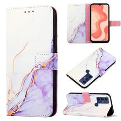 Purple White Marble Leather Wallet Protective Case for Sharp AQUOS V6