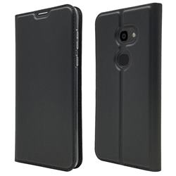 Ultra Slim Card Magnetic Automatic Suction Leather Wallet Case for Sharp Aquos Zero - Star Grey