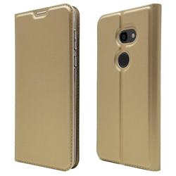 Ultra Slim Card Magnetic Automatic Suction Leather Wallet Case for Sharp Aquos Zero - Champagne