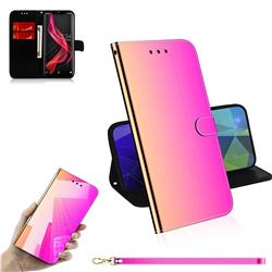Shining Mirror Like Surface Leather Wallet Case for Sharp Aquos Zero - Rainbow Gradient