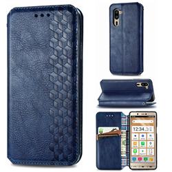 Ultra Slim Fashion Business Card Magnetic Automatic Suction Leather Flip Cover for Sharp Simple Sumaho5 - Dark Blue
