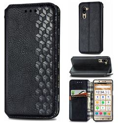 Ultra Slim Fashion Business Card Magnetic Automatic Suction Leather Flip Cover for Sharp Simple Sumaho5 - Black