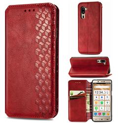 Ultra Slim Fashion Business Card Magnetic Automatic Suction Leather Flip Cover for Sharp Simple Sumaho5 - Red