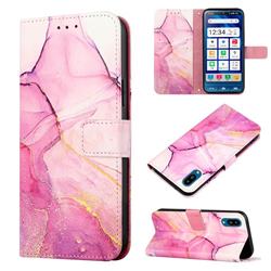 Pink Purple Marble Leather Wallet Protective Case for Sharp Simple Sumaho6