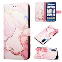 Rose Gold Marble Leather Wallet Protective Case for Sharp Simple Sumaho6