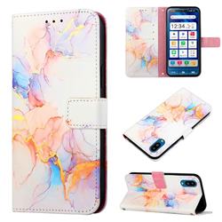 Galaxy Dream Marble Leather Wallet Protective Case for Sharp Simple Sumaho6