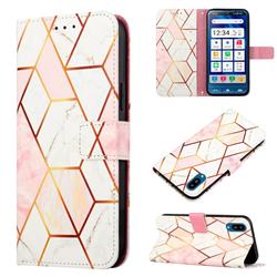 Pink White Marble Leather Wallet Protective Case for Sharp Simple Sumaho6