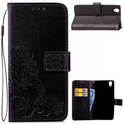 Embossing Imprint Four-Leaf Clover Leather Wallet Case for Sony Xperia L1 - Black