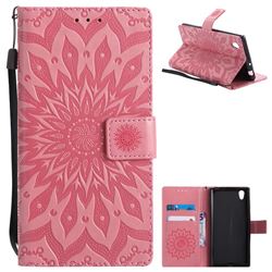 Embossing Sunflower Leather Wallet Case for Sony Xperia L1 / Sony E6 - Pink