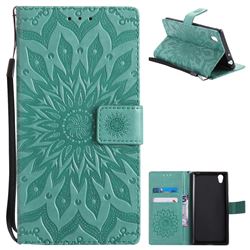 Embossing Sunflower Leather Wallet Case for Sony Xperia L1 / Sony E6 - Green