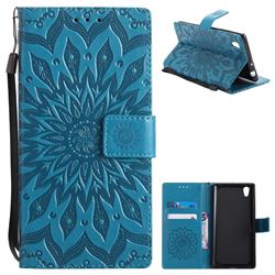 Embossing Sunflower Leather Wallet Case for Sony Xperia L1 / Sony E6 - Blue