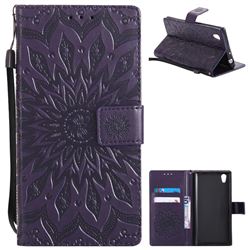 Embossing Sunflower Leather Wallet Case for Sony Xperia L1 / Sony E6 - Purple