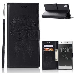 Intricate Embossing Owl Campanula Leather Wallet Case for Sony Xperia L1 / Sony E6 - Black