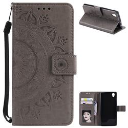 Intricate Embossing Datura Leather Wallet Case for Sony Xperia L1 / Sony E6 - Gray