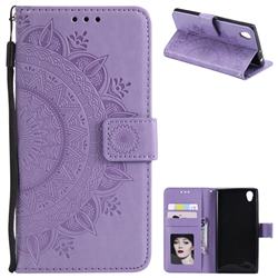 Intricate Embossing Datura Leather Wallet Case for Sony Xperia L1 / Sony E6 - Purple