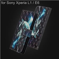 Snow Wolf 3D Painted Leather Wallet Case for Sony Xperia L1 / Sony E6
