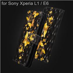 Golden Butterfly 3D Painted Leather Wallet Case for Sony Xperia L1 / Sony E6