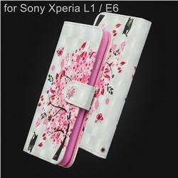 Tree and Cat 3D Painted Leather Wallet Case for Sony Xperia L1 / Sony E6