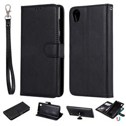 Retro Greek Detachable Magnetic PU Leather Wallet Phone Case for Sony Xperia L1 / Sony E6 - Black