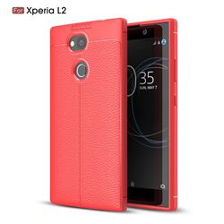 Luxury Auto Focus Litchi Texture Silicone TPU Back Cover for Sony Xperia L2 - Red