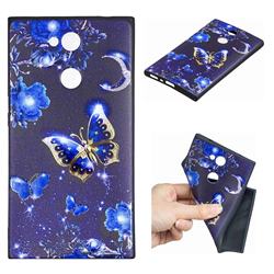 Phnom Penh Butterfly 3D Embossed Relief Black TPU Cell Phone Back Cover for Sony Xperia L2