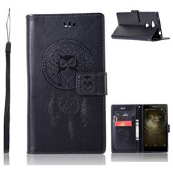 Intricate Embossing Owl Campanula Leather Wallet Case for Sony Xperia L2 - Black