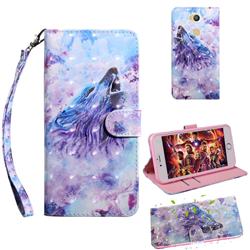 Roaring Wolf 3D Painted Leather Wallet Case for Sony Xperia L2