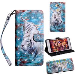 White Tiger 3D Painted Leather Wallet Case for Sony Xperia L2