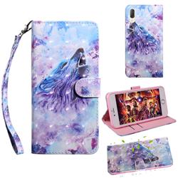 Roaring Wolf 3D Painted Leather Wallet Case for Sony Xperia L3