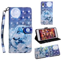 Moon Wolf 3D Painted Leather Wallet Case for Sony Xperia L3