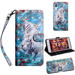 White Tiger 3D Painted Leather Wallet Case for Sony Xperia L3